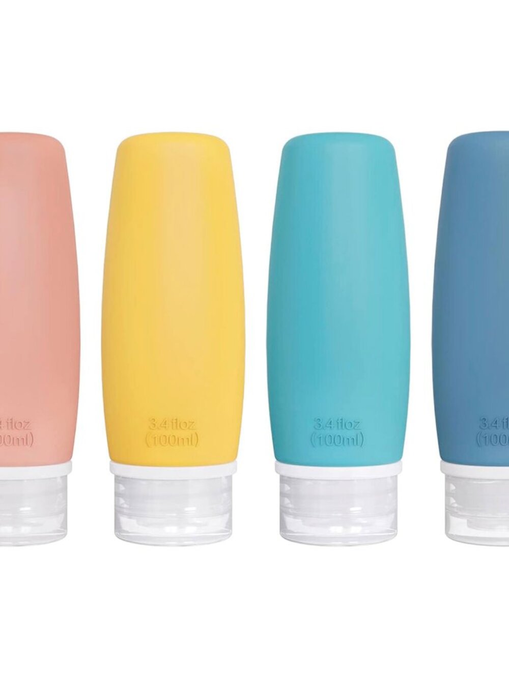 Silicone Travel Bottles 4 Pack 3.4oz Leak Proof Liquid Squeezable Refillable